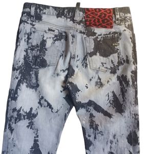 Maurizio Massimo Womens Midrise Blue Tie Dye Jeans Straight Button Fly Size 44